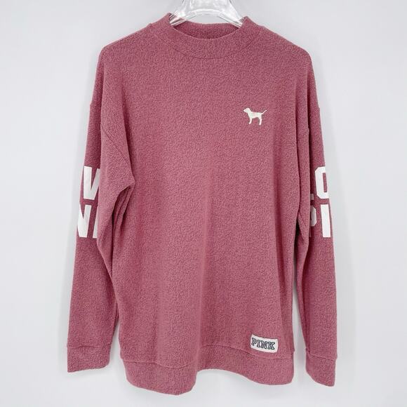 Victorias Secret LOVE PINK Terry Mock Neck Long Sleeve Pullover Oversized Small - Picture 1 of 7
